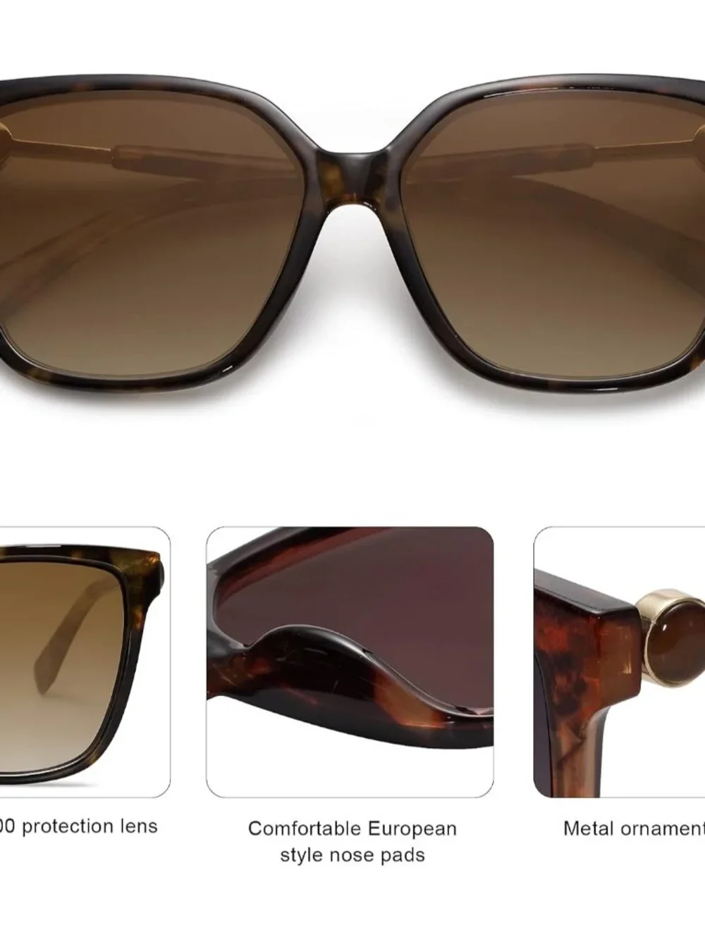Trendy Dark Tortoise Square Sunglasses for Women - Ideal for Outdoor Adventures